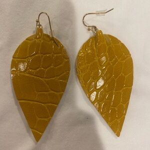 Yellow Leaf-Shaped Earrings